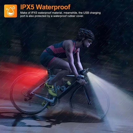 2PCS Super Bright Bike Light Set, Front & Rear LED Lights, Waterproof Bicycle Torch Lamps for Safe Night Riding