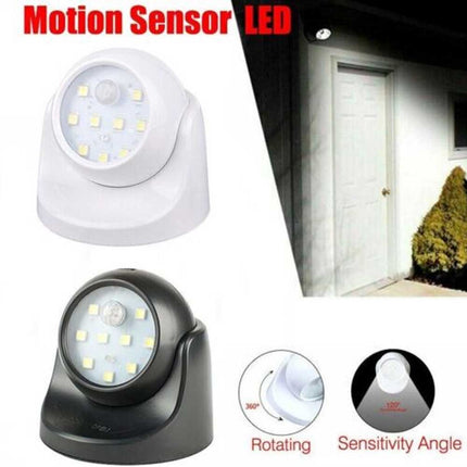 360° Battery Operated Indoor Outdoor Garden Motion Sensor Security LED Light New