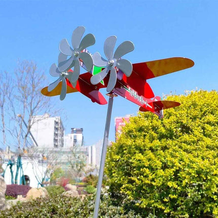 Airplane Wind Spinner Compass Weather Vane Yard Garden Decor
