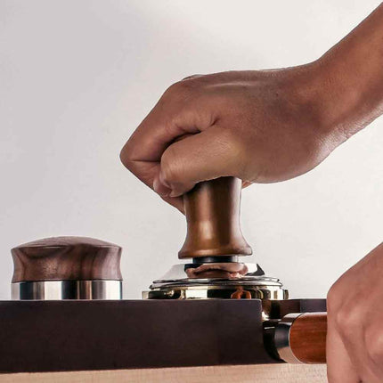 53mm Beech Wood Coffee Tamper Threaded Base with Internal Spring