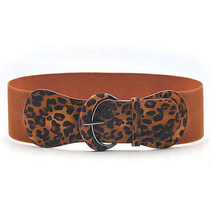 Women Ladies Faux Leather Wide Stretch Elastic Buckle Cinch Waist Wide Belt 85CM