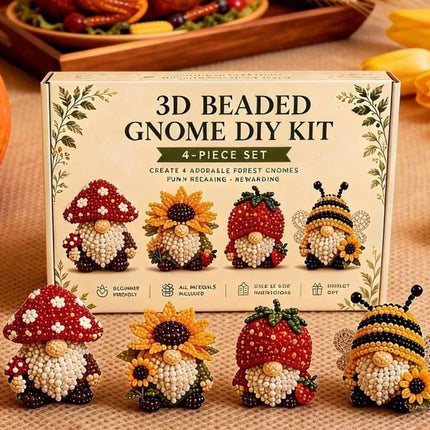 3D Beaded Gnome Craft DIY, Handmade Bead Art Supplies, Beginner Friendly Craft Set for Teens & Adults