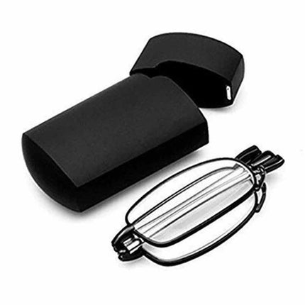 Compact Folding Reading Glasses Black Frame with Case +1.5 +2.0 Mens