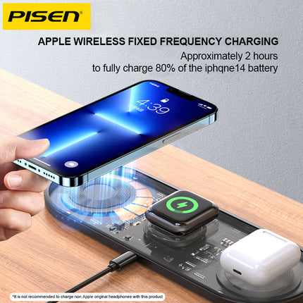 PISEN 3-in-1 Transparent Wireless Charging Station for iPhone AirPods Watch