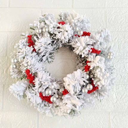1 Pack Christmas Snow‑Dusted Red Berry Candle Ring Wreath, Table Centrepiece Ornament