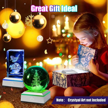 Square/Round 3D LED Light Base Display Stand Holder For Crystal Art Glass Base