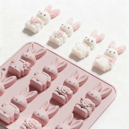 Easter Bunny 8 Grids Mould Food Grade Baking Mold Kitchen Baking Tool