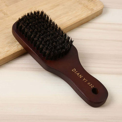Natural Bristle Paddle Hair Brush, Anti-Static Scalp Massage & Beard Grooming Brush with Dark Wood Handle