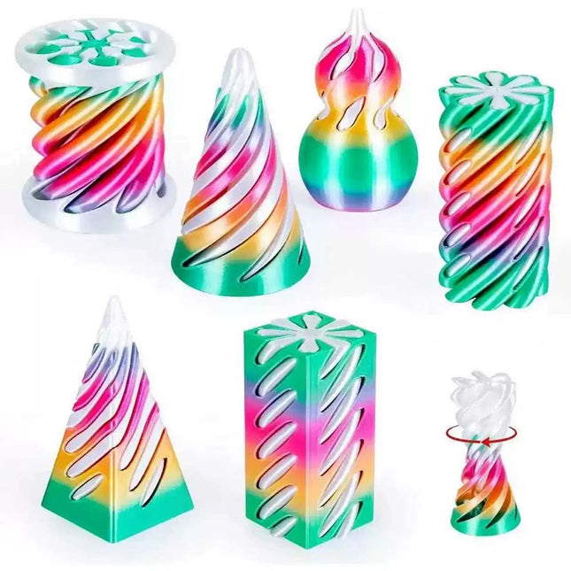 6 Pack 3D Printed Spiral Cone Fidget Toys, Impossible Pass-Through Stress Relief & Anxiety Toy