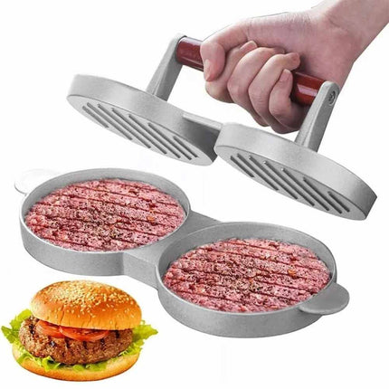 Double Burger Press Hamburger Maker Non-Stick Aluminum Beef Patty Mold for BBQ