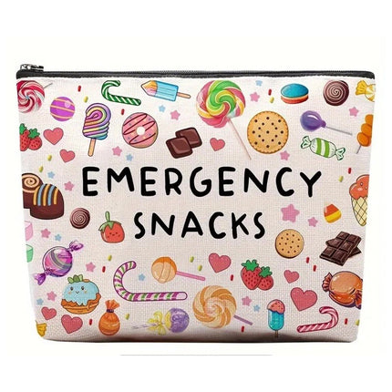 Emergency Snacks Canvas Storage Bag - Zippered Design, Multiple Color Options for Snacks & Sweets