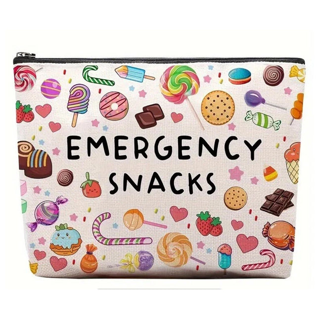 Emergency Snacks Canvas Storage Bag - Zippered Design, Multiple Color Options for Snacks & Sweets
