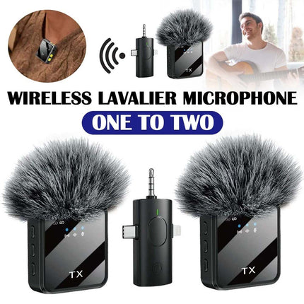 Dual Wireless Lavalier Microphone, Plug & Play Lapel Mic for iPhone & Android