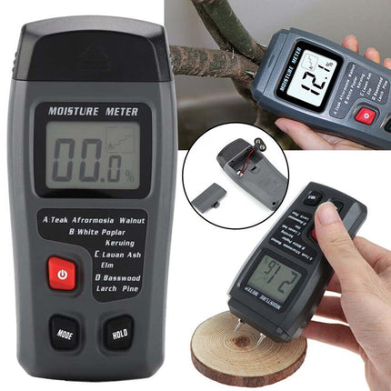 Wood Moisture Meter 2 Pin Damp Detector Digital LCD Firewood Analyzer Tester