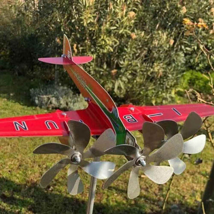 Airplane Wind Spinner Compass Weather Vane Yard Garden Decor