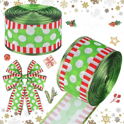 4pcs Grinchs Ribbon Wired 2.5In 4 Roll 20Yards Christmas Ribbon Wreaths Bows DIY
