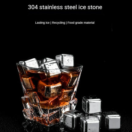 Stainless Steel Ice Cubes Chilling Stones Rocks Reusable with Tong for Whiskey