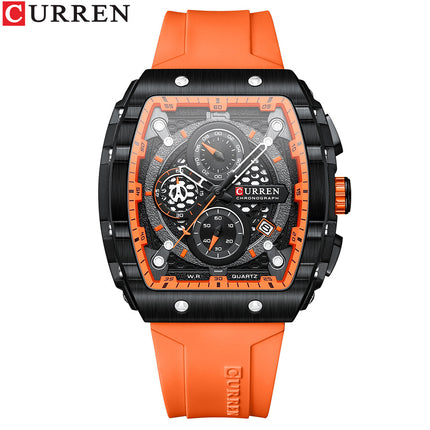 Men's Quartz Chronograph Wrist Watch, 3ATM Water Resistant, Silicone Strap Casual Sports Watch