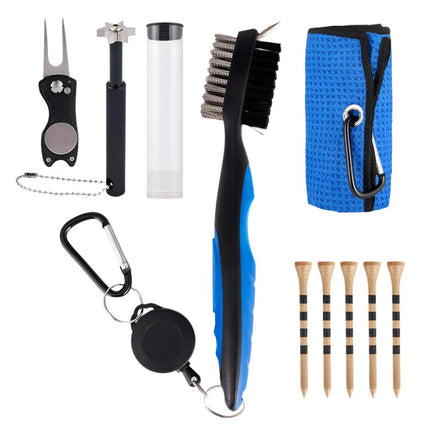 Blue Golf Accessories Gift Cleaner Set Towel Golf Club Brush Groove Cleaning Kit