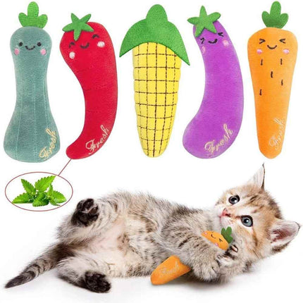 5Pcs Catnip Cat Toys Soft Plush Teeth Grinding Interactive Sound Play Toys
