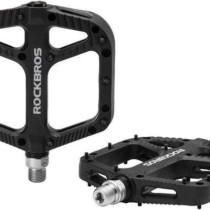 ROCKBROS Bike Pedals Nylon Composite Bearing 9/16" MTB Wide Flat Platform