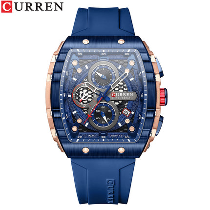Men's Quartz Chronograph Wrist Watch, 3ATM Water Resistant, Silicone Strap Casual Sports Watch