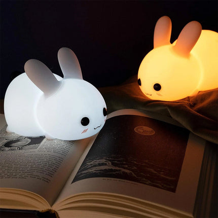 Bunny Kids Night Light, Rechargeable RGB Silicone Lamp with Remote Control for Bedroom