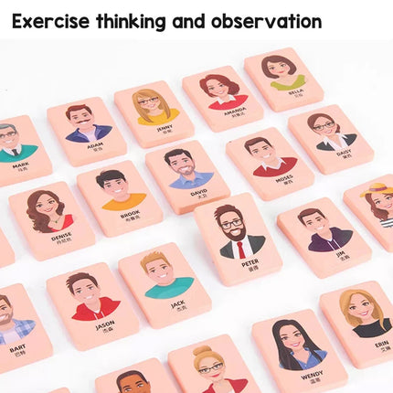 Wooden Guessing Who Board Game Logical Thinking Training Educational Toy