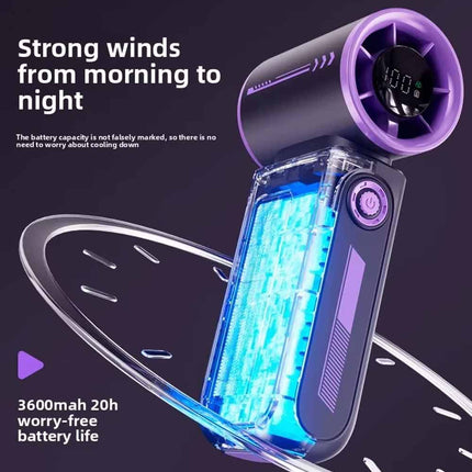 Handheld Turbo Cooling Fan USB Rechargeable 3600mAh Portable Fan Adjustable Airflow