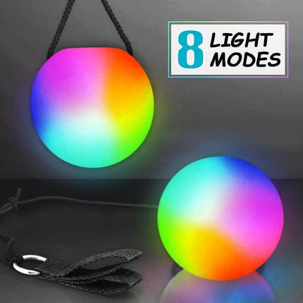 1X Battery-Operated LED Poi Balls Multi Coloured Light up Ball Belly Dance Party