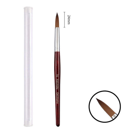 9PCS Acrylic Nail Brush Kolinsky Sable Hair Liquid Powder Crystal Pink Metal Handle