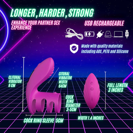 Vibrating Cock Ring Clitoral Vibrator USB G-Spot Adult Sex Toys For Couples