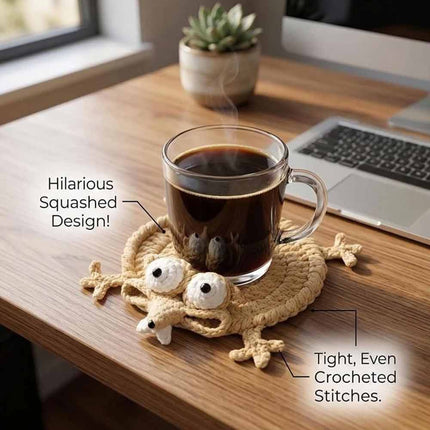 Handmade Crochet 3D Animal Coaster Cute Knitted Round Mug Rug, Heat Resistant Drink Cup Mat for Home Table Decor