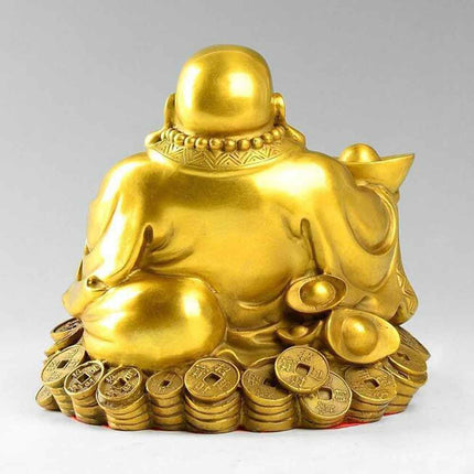 7CM Laughing Buddha Statue Figurine Carrying Golden Ingot Feng Ornaments