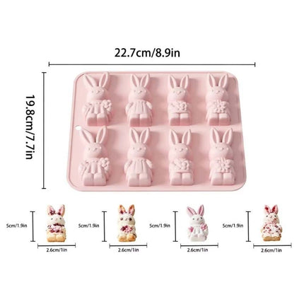 Easter Bunny 8 Grids Mould Food Grade Baking Mold Kitchen Baking Tool