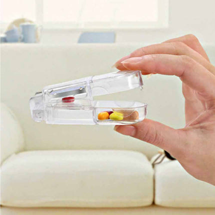 2X Portable Pill Cutter Tablet Vitamin Splitter Divider Travel Medicine Storage