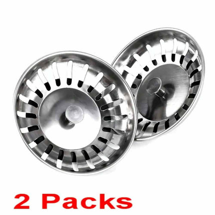 2X High Quality Stainless Steel Kitchen Waste Sink Drain Strainer Plug Stopper