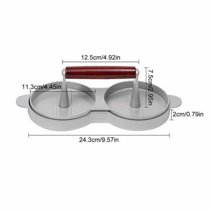 Double Burger Press Hamburger Maker Non-Stick Aluminum Beef Patty Mold for BBQ