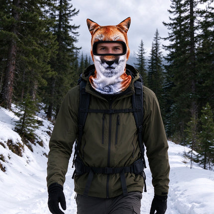 3D Animal Ski Balaclava, Full Face Mask With Ears, Winter Hat for Motorcycle & Snowboarding