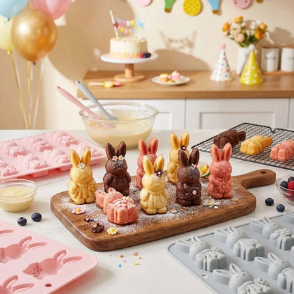 Easter Bunny 8 Grids Mould Food Grade Baking Mold Kitchen Baking Tool