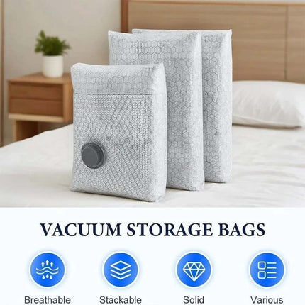 6x Cordless Travel Vacuum Bag Set, Rechargeable Pump Included, Space Saver Bags for Bedding and Clothing