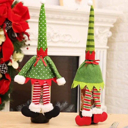 4 Pack Christmas Santa Hat Bottle Toppers, Wine Bottle Covers, Xmas Table Festive Decoration