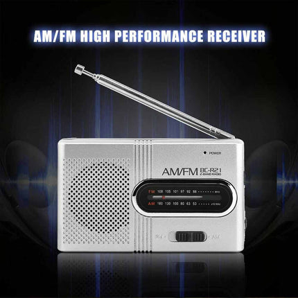 Portable Mini Pocket AM FM Travel Radio Built-in Stereo Speaker Battery Powered