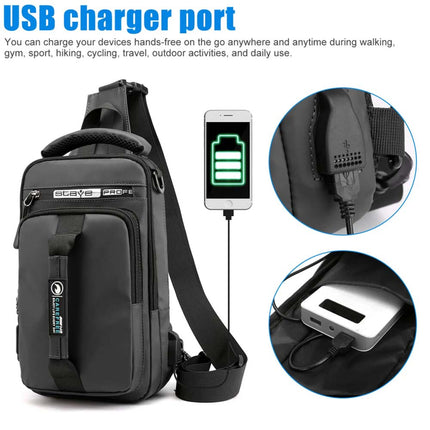 Anti-theft USB Sling Chest Crossbody Bag for Men