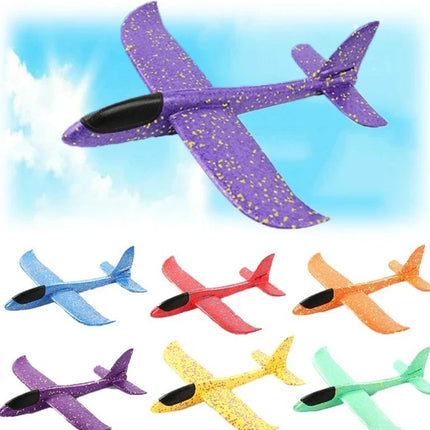 48CM Foam Glider Stunt Plane, Hand Thrown Outdoor Toy with Headlight, Color Random