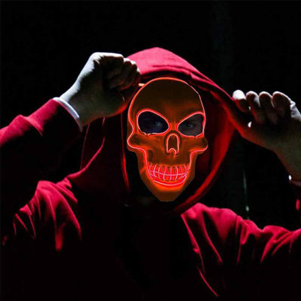 Halloween LED Mask Skeleton Glow Scary Skull Mask Light Up Masks Cosplay Costume