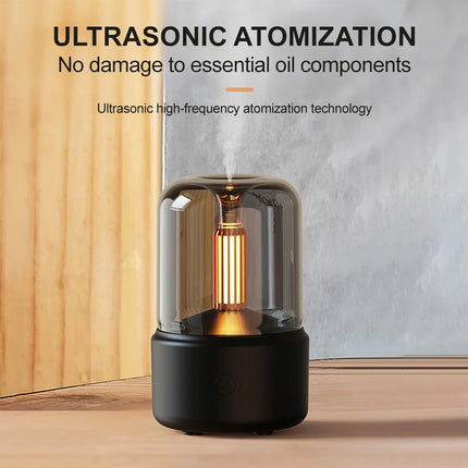 Black Vintage Style USB Plug-In Candlelight Aroma Diffuser and Humidifier 120ml