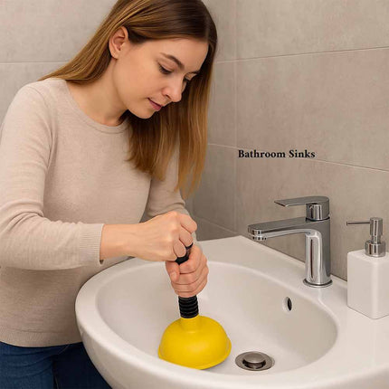 Mini Sink Drain Plunger, Compact Small Drain Unclogger for Bathroom Sink, Kitchen Sink & Shower Drain Clogs