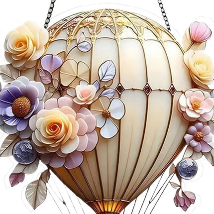 2D Acrylic Flat Hot Air Balloon Hanging Lantern, Outdoor Garden Decor