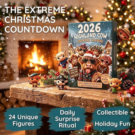 2026 3D Highland Cow Advent Calendar, 24‑Day Christmas Countdown Gift Box